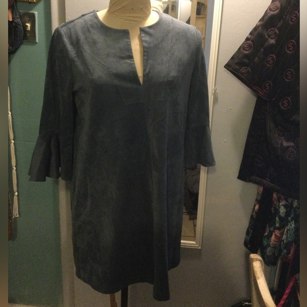 Blue suede dress